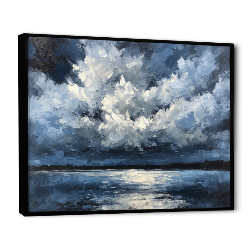 Tempête, formation de la côte sur toile, H 12 po x l 20 po x P 1 po, Cadre flottant noir