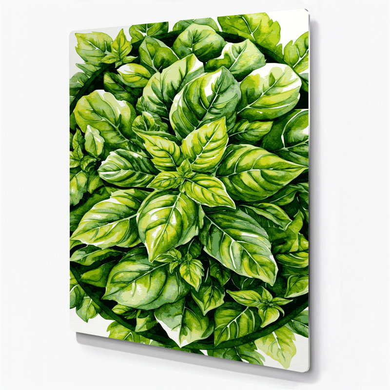 Aquarelle botanique, art mural vert en métal 60, H 14 po x l 11 po