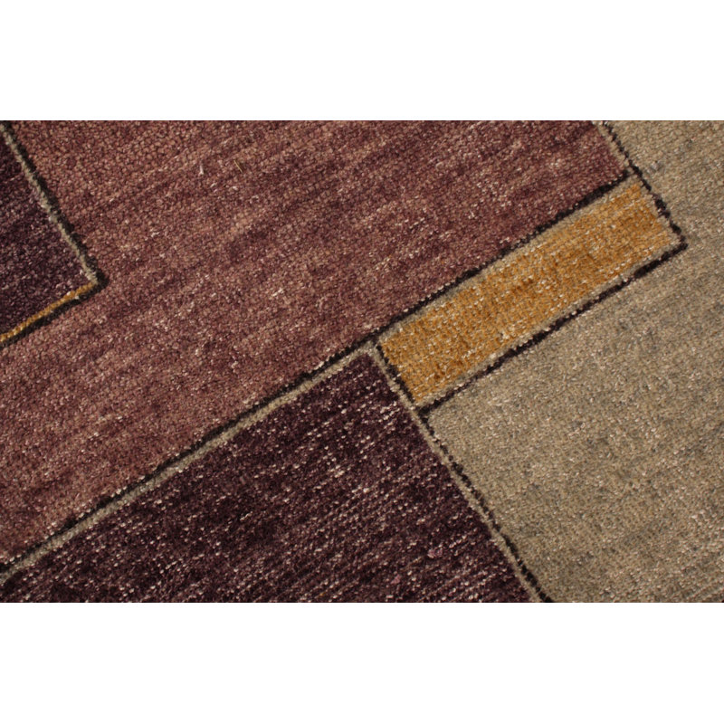 Hand-Knotted Classic Geometric Rug Purple Green Pattern By Rug & Kilim, Rectangle 12' x 15'