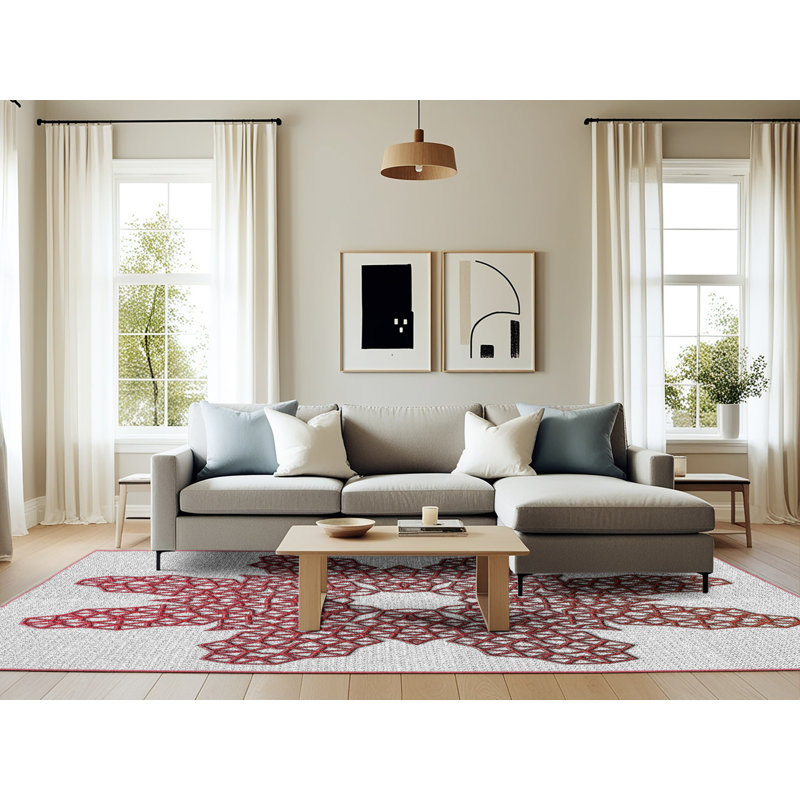 Tapis brun/beige tissé à la machine, Rectangle 6 pi x 9 pi