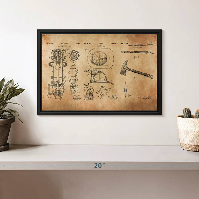 Brevet d'équipement de pompier, Cadre flottant noir, 13 po x 9 po