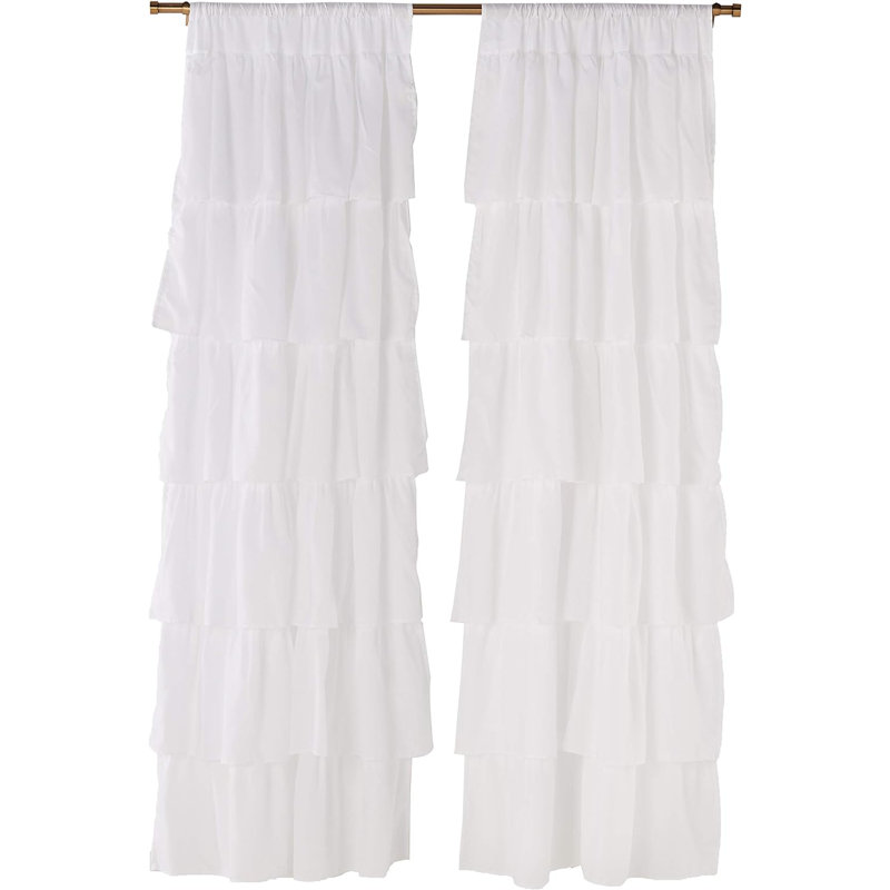 Mader Pleated Layer Curtains for Living Room and Bedroom White 84" x 40" Rod Pocket