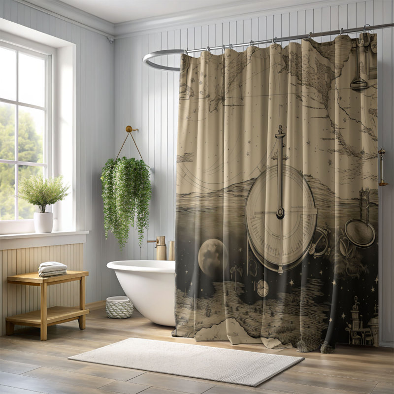 Cicily Abstract Shower Curtain, 74"H x 71"W