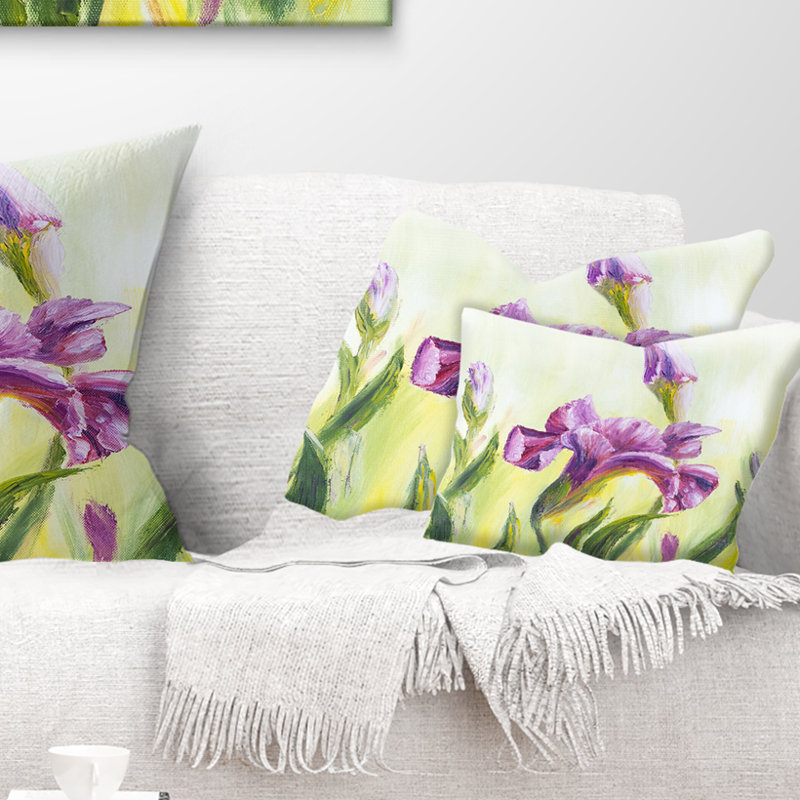 Coussin décoratif à imprimé floral Dancing Irises, Rectangle, 12 po x 20 po