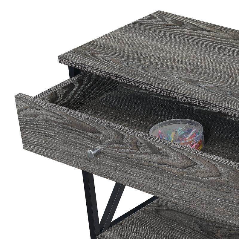 Adreyan 39.5'' Console Table, Weathered Gray Top/Black Base, 31.5" H x 39.5" W x 12" D