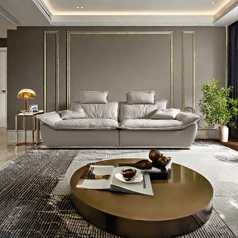 Canapé de luxe simple à lumière simple, 4, H 35,82 po x l 141,73 po x P 38,58 po
