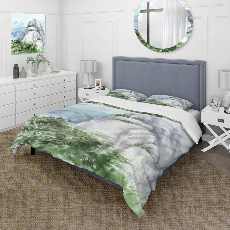 Mountain Top In The Clouds - Ensemble de housse de couette traditionnel - Microfibre de polyester
