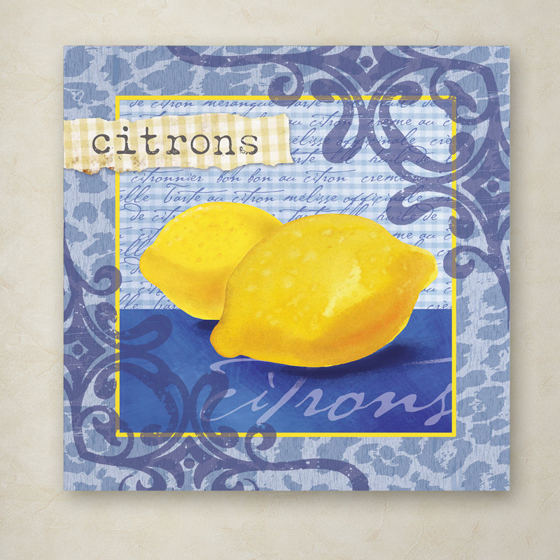 « citrons », reproduction d’impression sur toile tendue, H 14 po x l 14 po