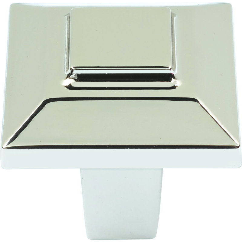 Trocadero 1 1/2" Length Square Knob, Polished Nickel