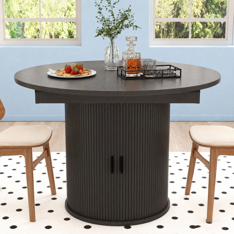 Table de salle à manger extensible de 43,3 po à 59 po pour 4-6, table de salle à manger extensible de style campagnard moderne avec base en bois pour cuisine