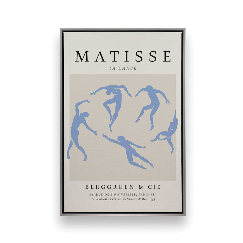 Affiche La Danse en bleu Matisse, H 48,75 po x l 32,75 po, Cadre flottant en chrome poli