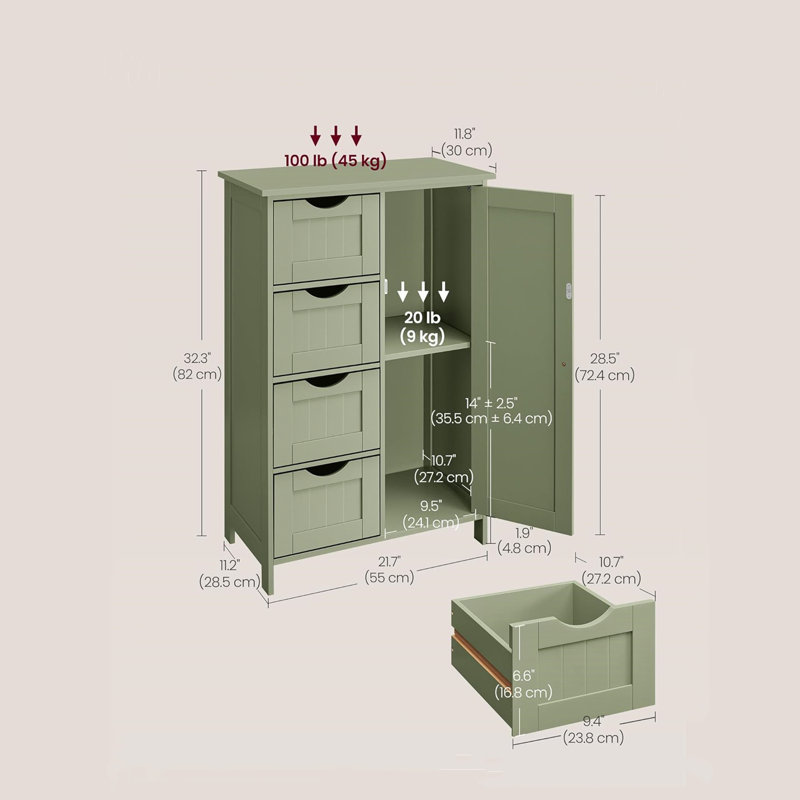 Solid Wood Freestanding Bathroom Cabinet