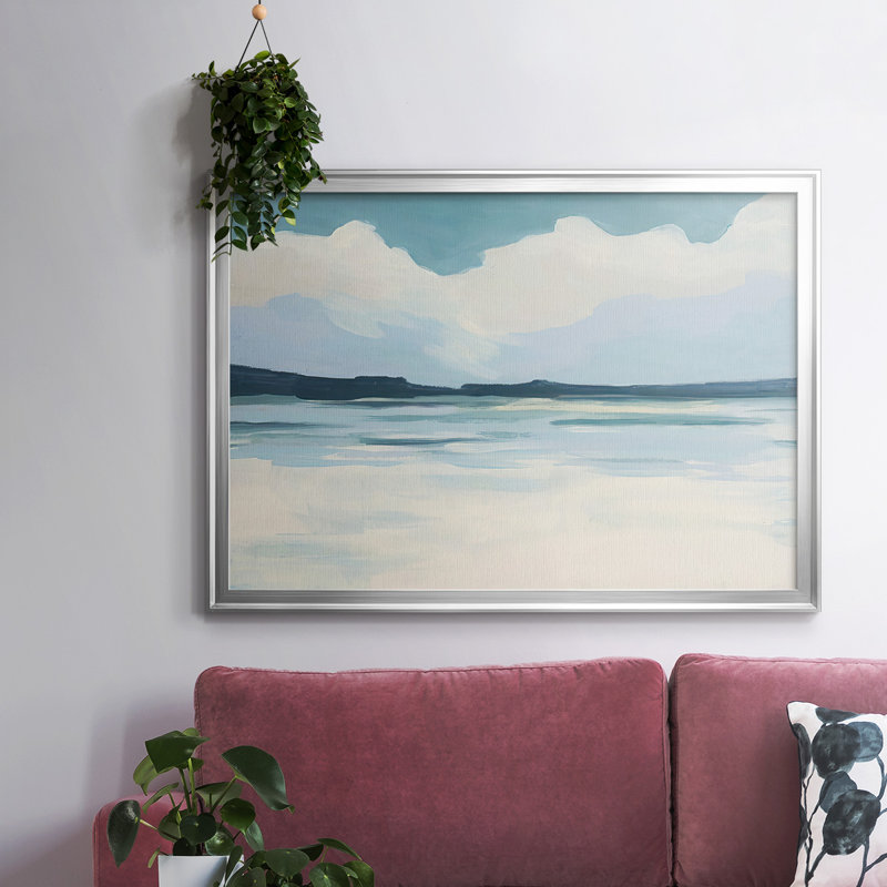 Cream Coastline I, reproduction d'art sur toile, Argent, H 30 po x l 44 po x P 1,5 po