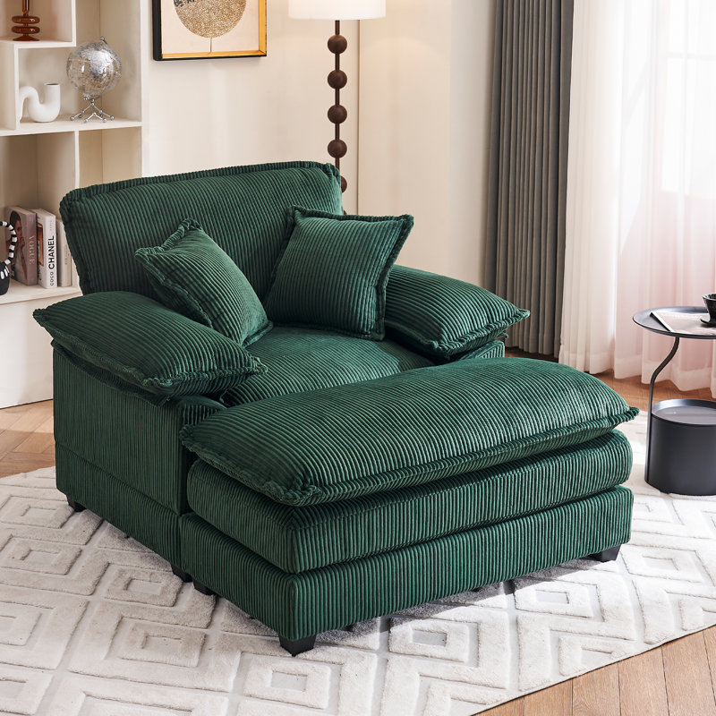 Chaise longue avec repose-pieds Verden, Vert