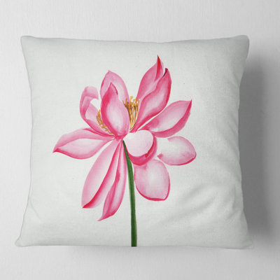 Détail rétro d'un lotus rose - coussin décoratif imprimé traditionnel