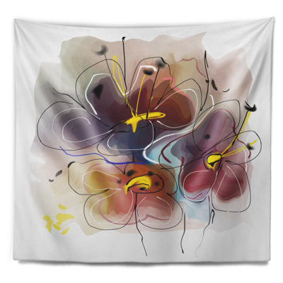 Tapisserie fleur d’art en polyester avec accessoires suspendus inclus
