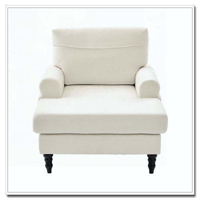 Chenille Fabric Chaise Lounge Chair Wooden Sofa Legs With Comfortable Backrest And Armrests