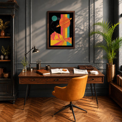 Cosmic Mountains Retro - Framed Print