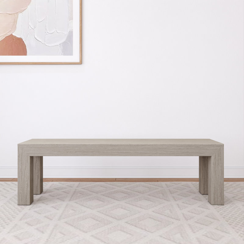 Linzy Modern Wood Bench, Seashell
