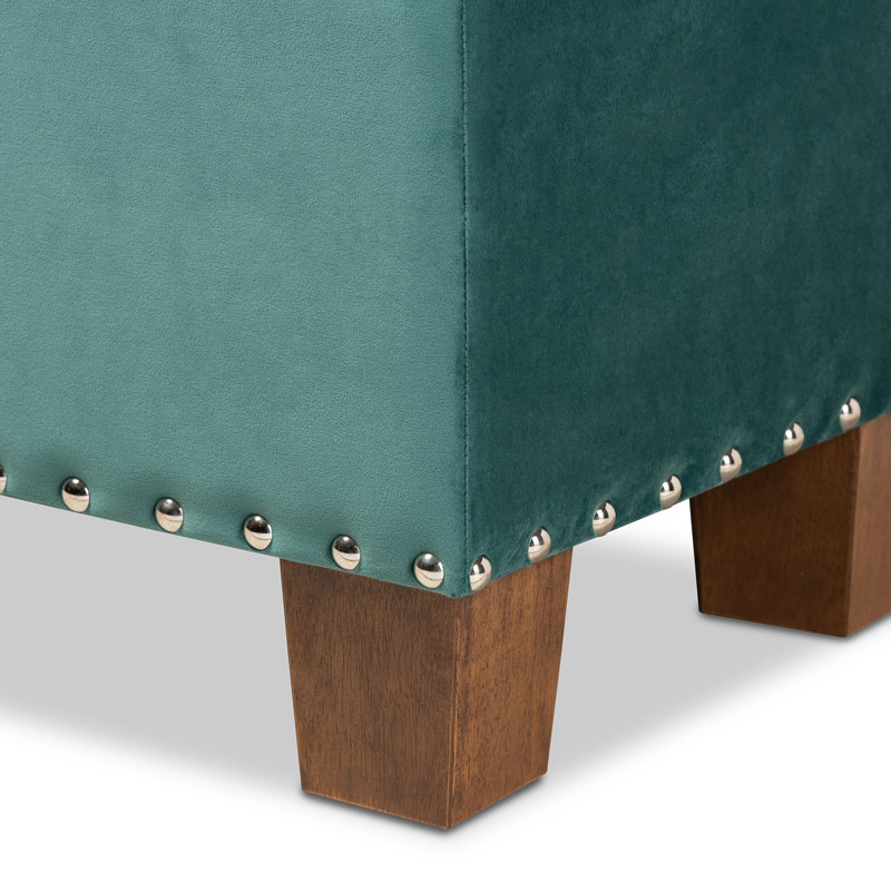 Banc de rangement avec repose-pieds Llewellyn, Bleu sarcelle