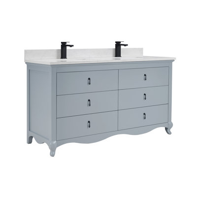 60" Solid Wood Sink Vanity  With 1' Artificial Stone Top