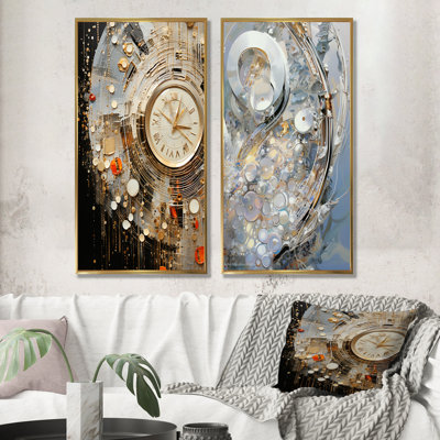 Silver And Gold Luxuy Watch - Watches Canvas Art Print Set Of 2