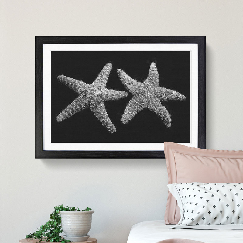 Two Starfish - Picture Frame Graphic Art Print, 62cm H x 87cm W x 2cm D, Black Framed
