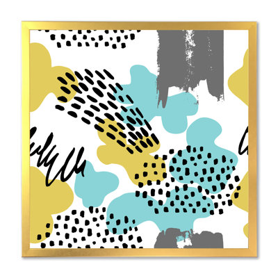«Blue and Green Retro Polka Dots Clouds», reproduction d'art sur toile moderne
