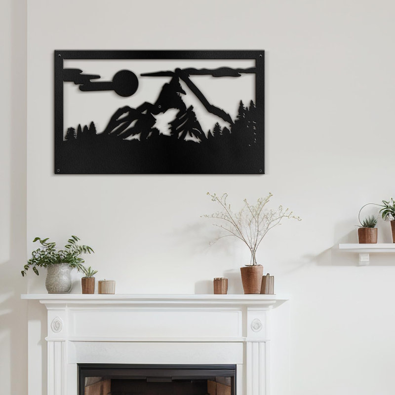 Décoration murale abstraite moderne Sun and Peaks Decor, H 21,24 po x l 36 po x P 0,05 po, Noir