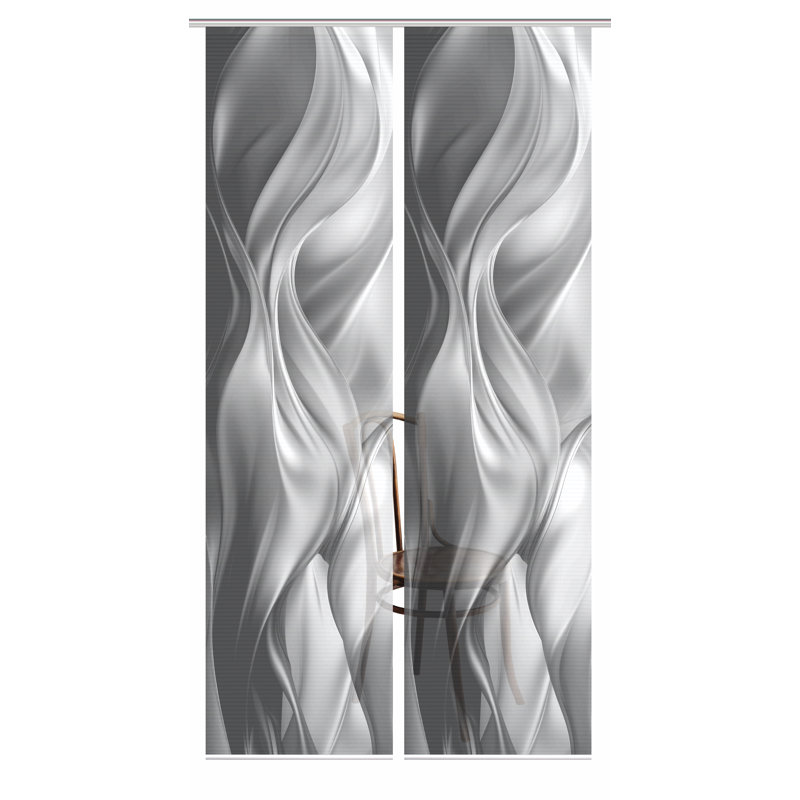 Semi Sheer Sliding Panel Pair, in Grey