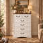 Commode 6 tiroirs en bois rétro avec large commode de rangement avec poignées en métal pour la chambre à coucher, le salon et le couloir-641887318-643831933