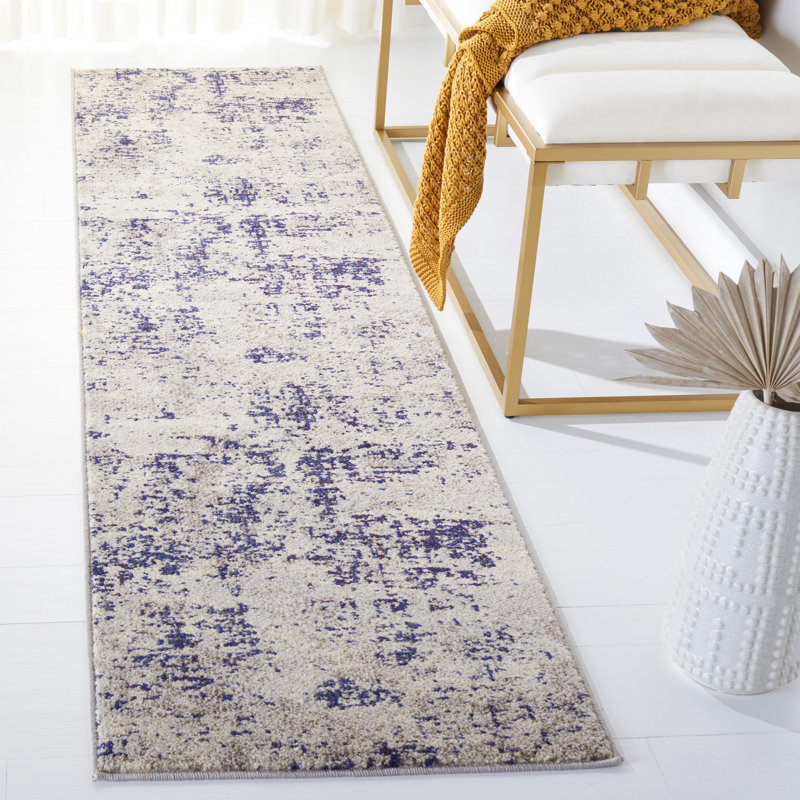 Tapis gris / bleu Gammage, Purple/Beige, Tapis de couloir 2 pi x 8 pi