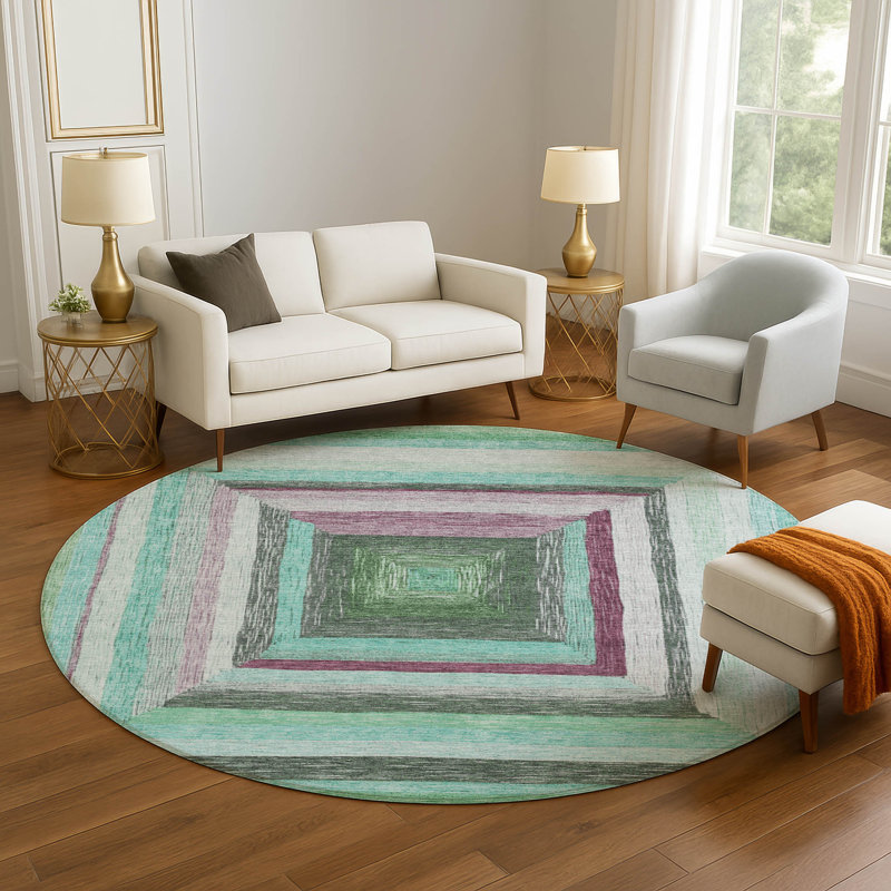 Premium Machine Washable Millbrook AMF1957 Geometric Rug, Round 8'
