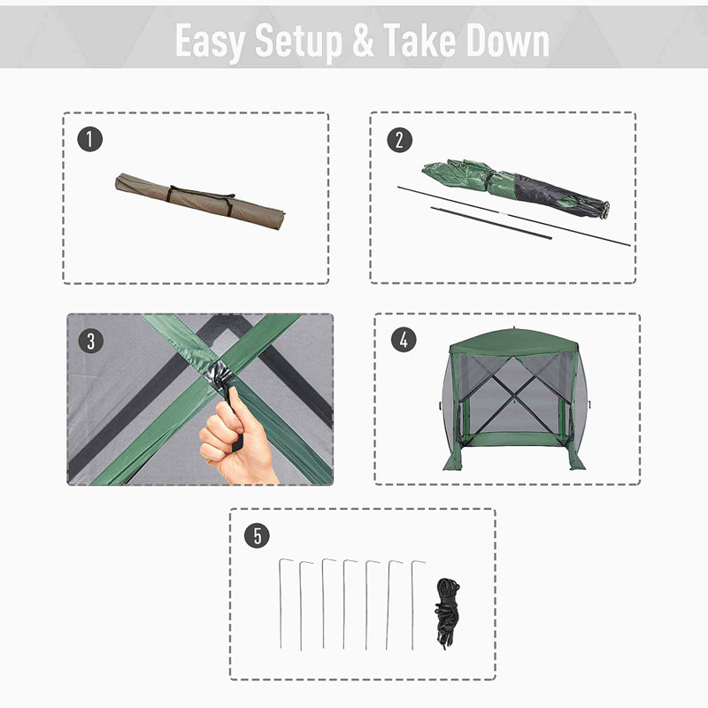 Green 7x7FT Pop-Up Camping Canopy Gazebo with Mesh Sides