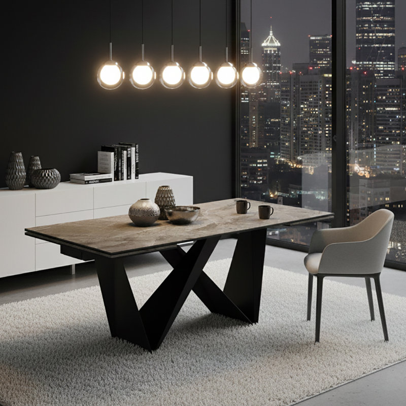 Beyla Extendable Metal Base Dining Table