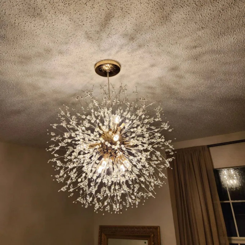 Torain 12-Light Dimmable Sputnik Sphere Chandelier, Brushed Bronze