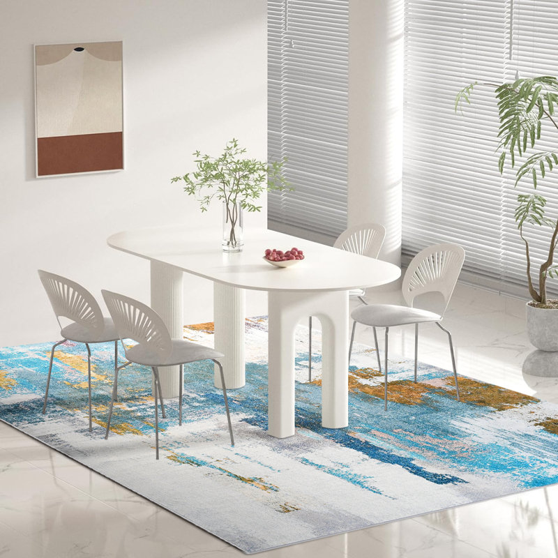 Fillender Washable Area Rugs Non-Slip Modern Abstract Soft For Living Room Entryway Bedroom, Blue, Rectangle 5' x 7'
