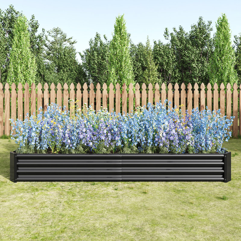 Ensemble de lit surélevé pour jardin - Jardin surélevé en métal 7,6 x 3,7 x 0,98 pi, H 11,81 po x l 91,34 po x P 44,69 po