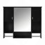 Armoire à pharmacie de salle de bain avec miroir, 5 tablettes fermées et réglables, armoire de rangement murale de salle de bain avec portes en verre