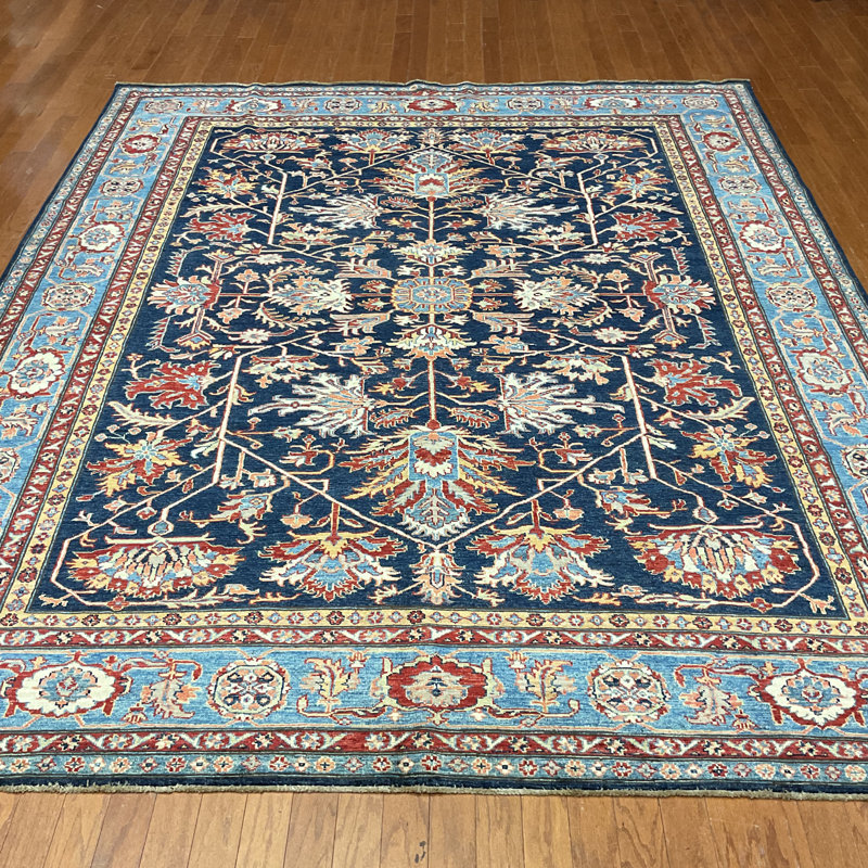 Tapis rectangulaire unique de 8 pi x 10 pi bleu / rouge