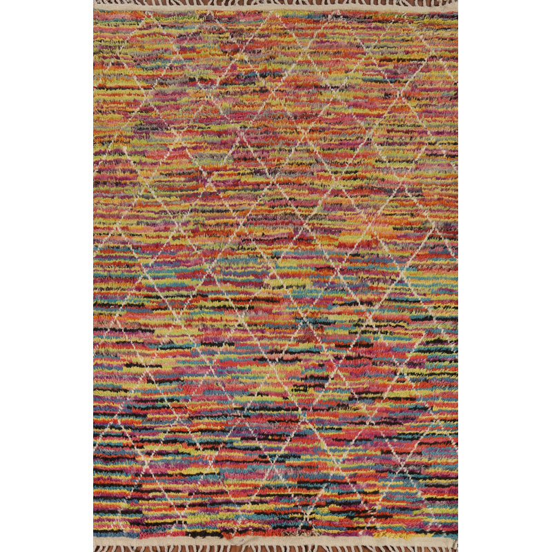 Tapis oriental marocain à motif de treillis 6 x 9
