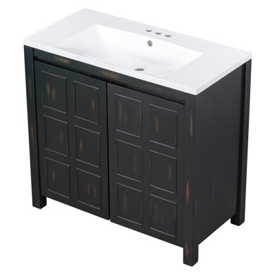 Charmant meuble-lavabo rustique au design fonctionnel et durable