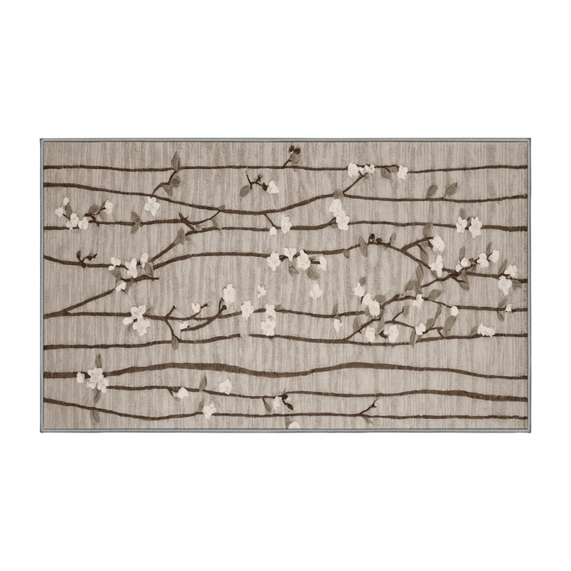Machine Washable Gray Area Rug, Rectangle 5' x  8'