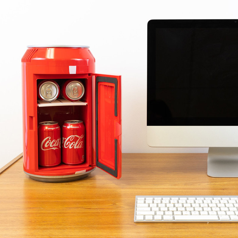 Coca-Cola 8 Can Portable Mini Fridge 12V DC 110V AC 5.4L Cooler, Red