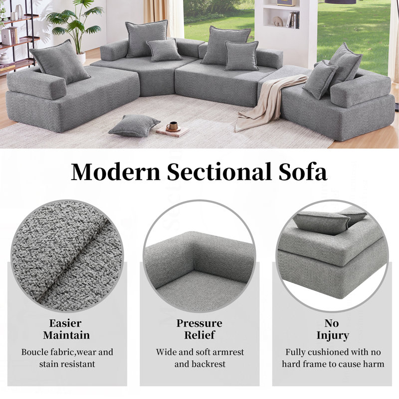 Boneless 156''Oversized Modular U Shaped Sectional Sofa