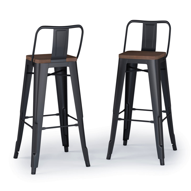 Tabouret 30 "en métal (ensemble de 2), Noir