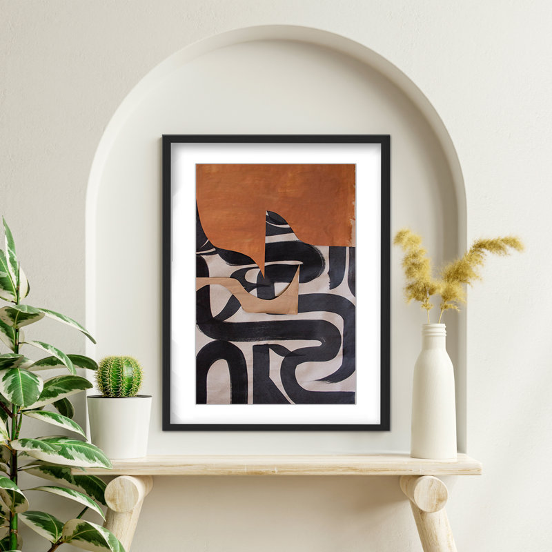Gai: A Symphony Of Abstraction, 30" H x 24" W x 1.125" D, Black, Framed Matted Print