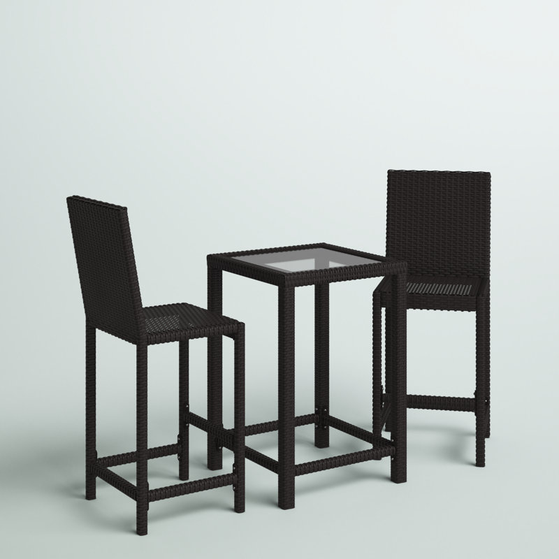 Corlane 2 - Person Wicker Patio Dining Set with Square Table, Dark Brown