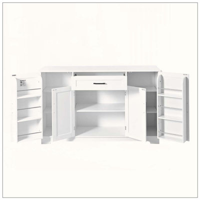 54.3" Sideboard Buffet Cabinet with Storage, 4 Doors & 1 Drawer, Melamine MDF Kitchen Storage with Adjustable Shelves