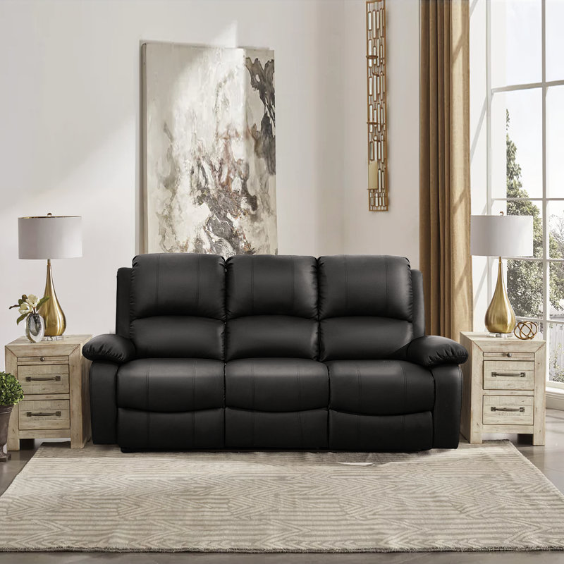 Aija 196cm Wide Faux Leather Standard Recliner, Black